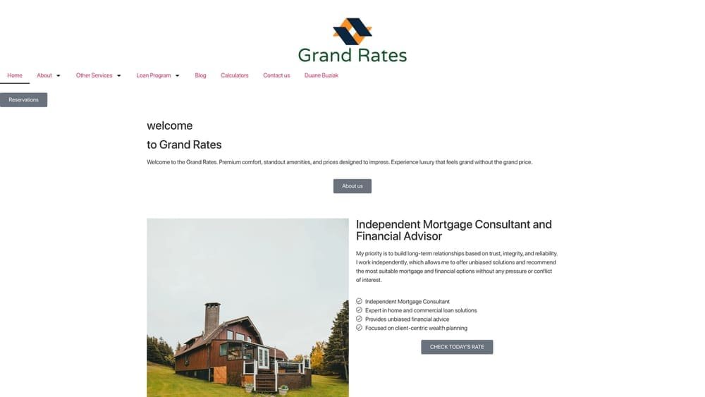 Screenshot of Grand Rates – NoTouch Credit Prequalification website
