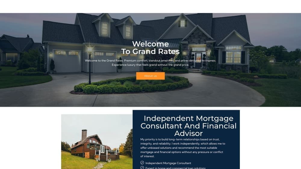 Screenshot of Grand Rates website